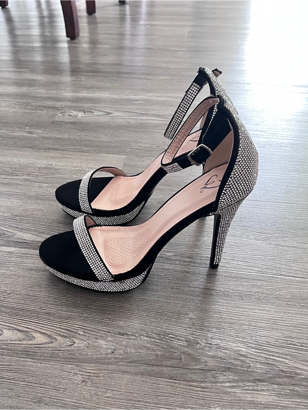 Black Platform Heels with Rhinestones